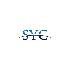 Initial letter SYC, overlapping movement swoosh horizon logo company design inspiration in blue and gray color vector