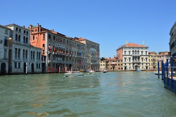 Venice (Italy). June 2019. Grand Canal. One of the main water transport corridors in the city. One end of the canal leads to the lagoon near Santa Lucia Train Station, and the other leads to San Marco