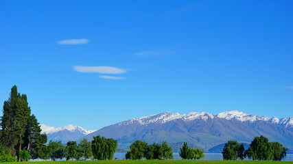 The spring time view in Wanaka Lake, Otago, New Zealand
