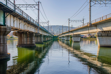 瀬田川の鉄橋　滋賀県