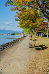 滋賀　琵琶湖沿いの遊歩道