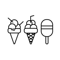ice cream icon with three choices, black and white