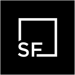 Letter SF Logo design with square frame line art. business consulting concept. studio,room,group icon. Suitable for business, consulting group company. - vector