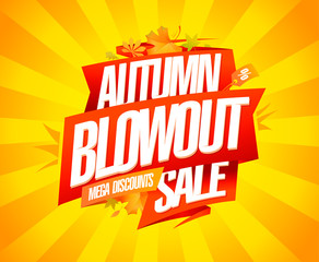 Autumn blowout sale, mega discounts, banner design