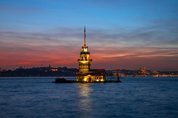Maiden's Tower taken with long exposure at sunset