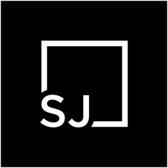 Letter SJ Logo design with square frame line art. business consulting concept. studio,room,group icon. Suitable for business, consulting group company. - vector