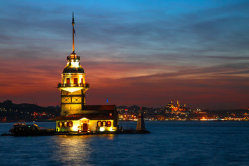 Maiden's Tower taken with long exposure at sunset