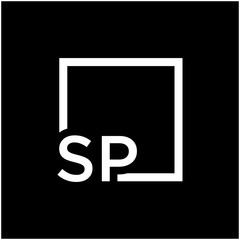 Letter SP Logo design with square frame line art. business consulting concept. studio,room,group icon. Suitable for business, consulting group company. - vector