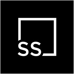 Letter SS Logo design with square frame line art. business consulting concept. studio,room,group icon. Suitable for business, consulting group company. - vector