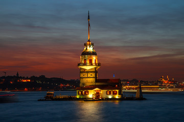 Maiden's Tower taken with long exposure at sunset