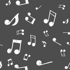 Musical notes doodles seamless pattern. Music symbols texture.