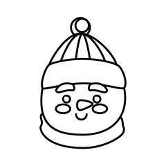 head of snowman character merry christmas line style icon vector illustration design