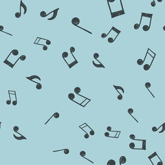 Musical notes doodles seamless pattern. Music symbols texture.