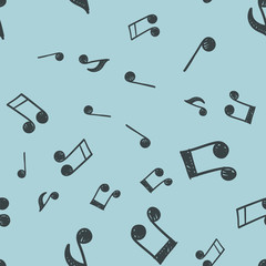 Musical notes doodles seamless pattern. Music symbols texture.