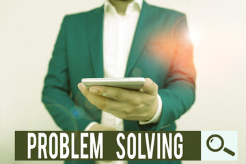 Writing note showing Problem Solving. Business concept for process of finding solutions to...