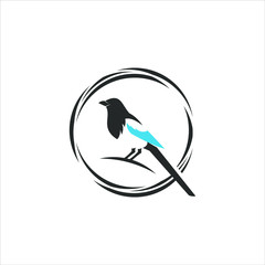 magpie logo simple fun modern abstract illustration in circle frame design or icon template
