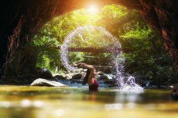 Fototapeta na wymiar Beautiful waterfall of rainforest.
