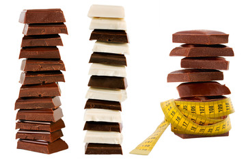 Chocolate pieces Concept diet.
