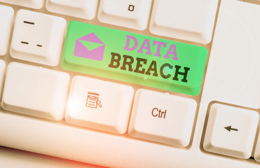 Handwriting text Data Breach. Conceptual photo incident in which sensitive or confidential data is...