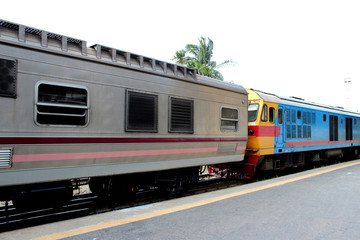 Fototapeta premium The train is waiting for the passengers at the train station