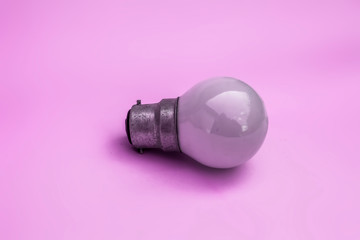 White and Pink colored bulb isolated on pink background. Concept of Pink in pink color.
