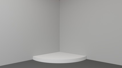 Podium scene or 3D render round pillar stand scene and winner pedestal in studio on gray or white background