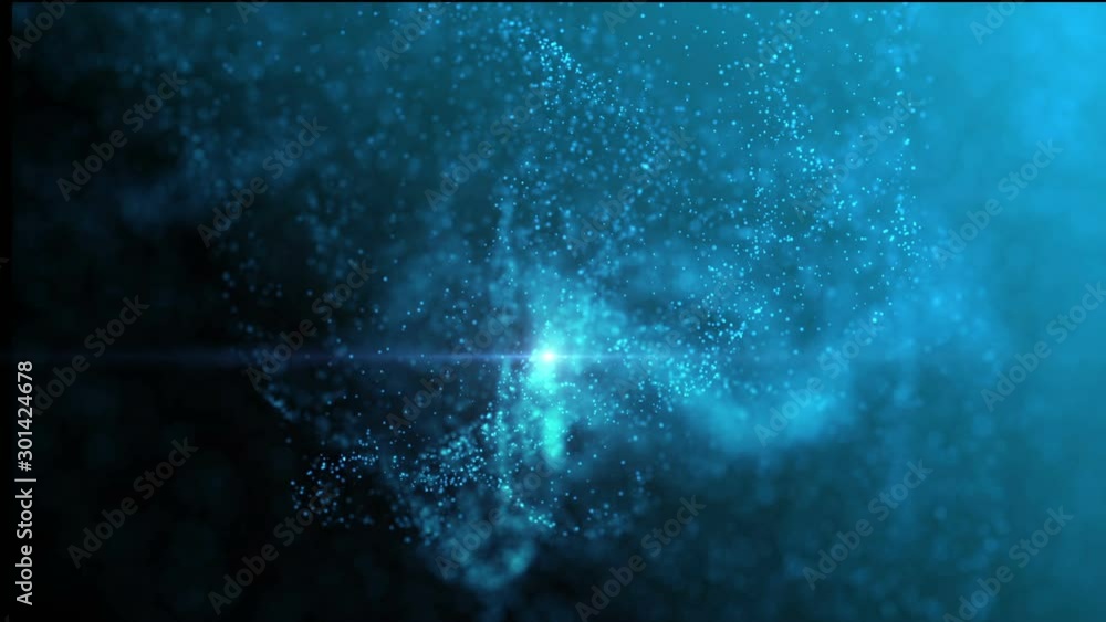 Aufkleber blue illuminated particles in organic motion. depth of field settings. 3d rendering. #408.