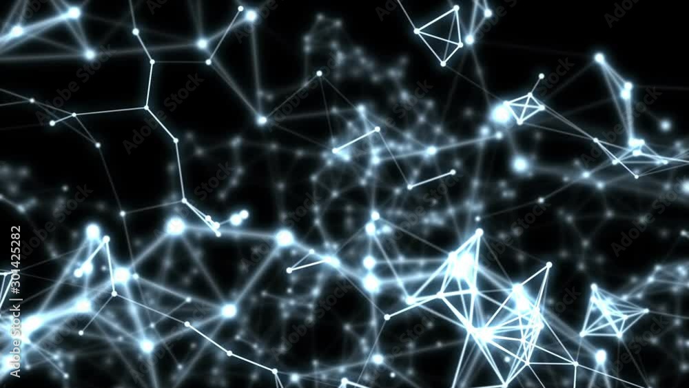 Poster Futuristic technology abstract background. Plexus style. Depth of field settings. 3D rendering