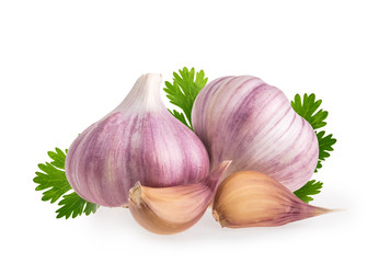 Garlic with cloves isolated on white background