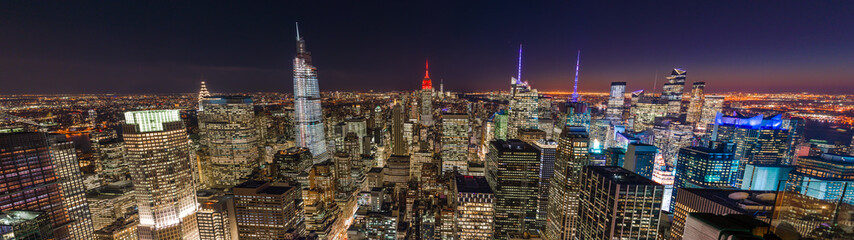 New York City night skyline buildings 