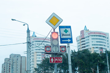 view of the road from the window of a moving car.