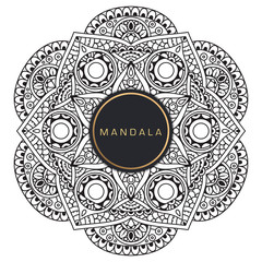 Black and white mandala vector isolated on white. Vector hand drawn circular decorative element.