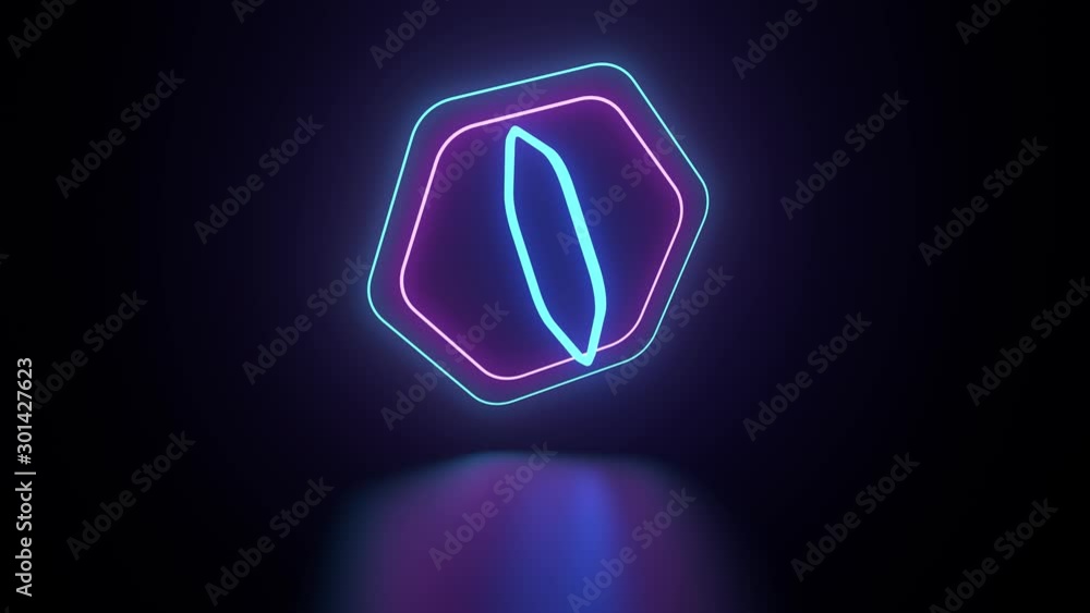 Aufkleber 3d render of neon gemetry above reflection floor. glow neon objects.