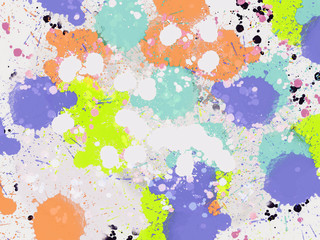 Abstract colorful drops pastel multicolor art hand paint on white background. There is blank place for your text, textures design art work, creative wallpaper or skin product. Pastel colors