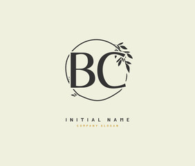 B C BC Beauty vector initial logo, handwriting logo of initial signature, wedding, fashion, jewerly, boutique, floral and botanical with creative template for any company or business.