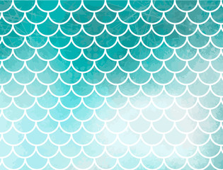 Turquoise mermaid scales. Fish scales. Underwater sea pattern. Vector illustration. Perfect for print design for textile, poster, greeting card, invitation. © Lida