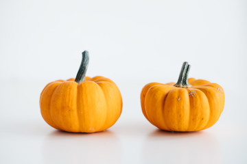 Fresh pumpkin isolated on white background. For Halloween, thanksgiving holiday and Autumn theme.