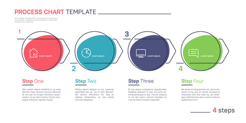 Clean and simple flat style linear vector infographic process chart template. Four steps