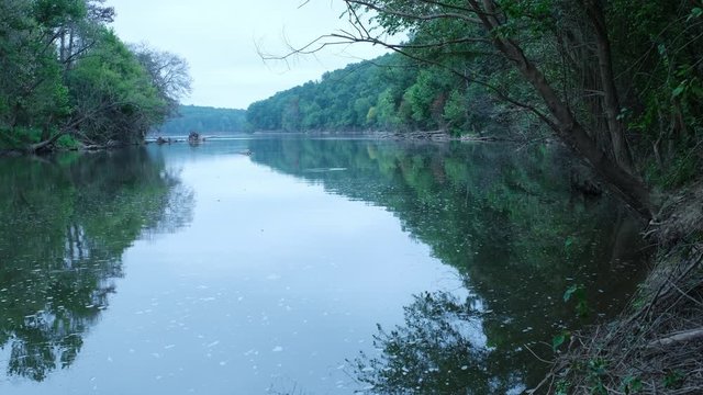 View of the canoe access of Robeson Creek, a stream that feeds into the Jordan Lake Reservoir in The Triangle region of North Carolina near Raleigh.
