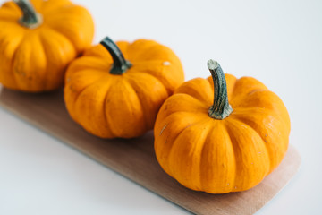 Fresh pumpkin isolated on white background. For Halloween, thanksgiving holiday and Autumn theme.
