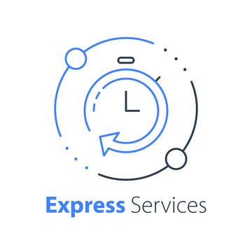 Fast Services, Stopwatch Icon, Timely Order Delivery, Waiting Period