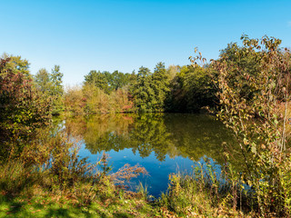 Lörrach Grüttpark im Südwesten Baden-Württembergs. Grüttsee im Herbst
