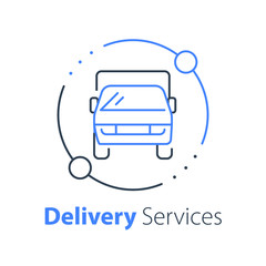 Truck delivery, transportation company, distribution service, logistics solution