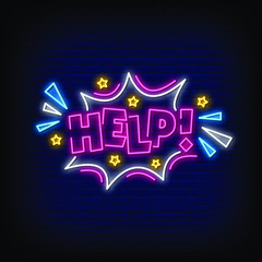 Help Neon Signs Style Text Vector
