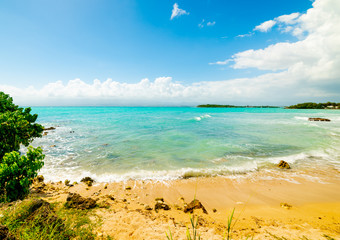 Fototapeta na wymiar Colorful coast in Le Gosier in Guadeloupe