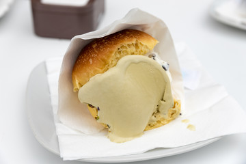 Brioche with Sicilian ice cream