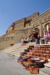 Colorful market in front of the Erbil Citadel in Iraq