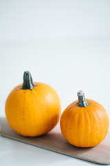 Fresh pumpkin isolated on white background. For Halloween, thanksgiving holiday and Autumn theme