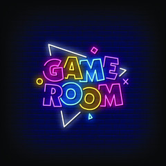 Game Room Neon Signs Style Text Vector