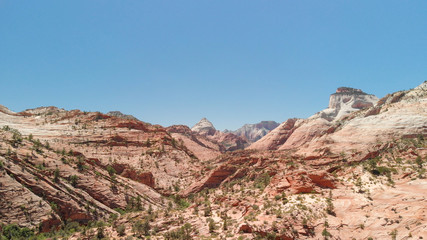 Aerial view  of beautiful scenery in Zion National Park, Utah, United States